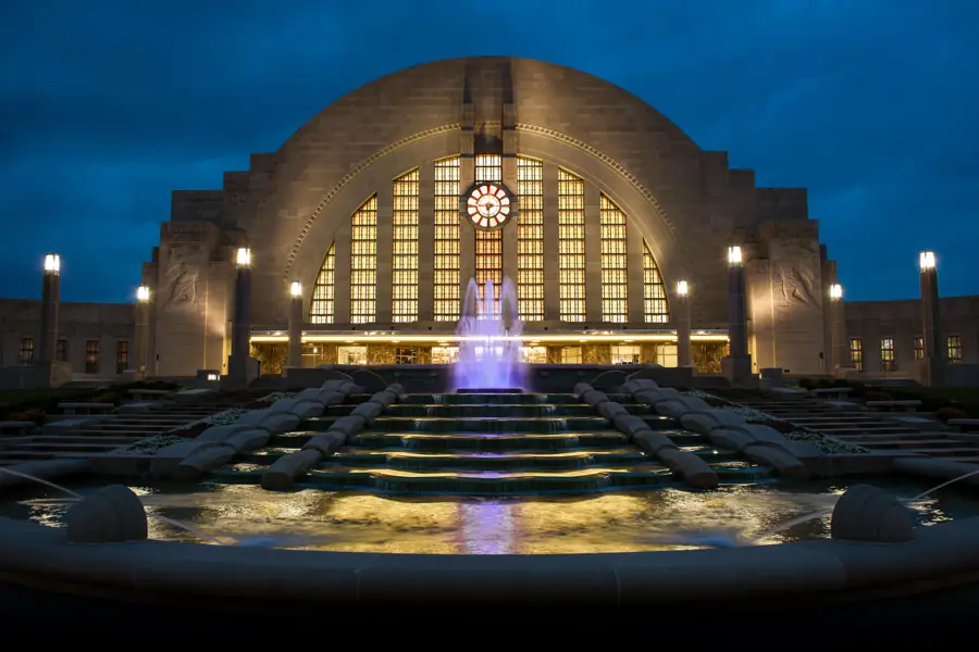 Cincinnati Union Terminal at night